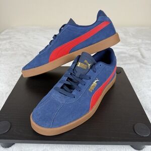 PUMA Club II Suede Sneakers Shoes Men's 9.5 Blue‎ Red Gum 397444-21 NWOB